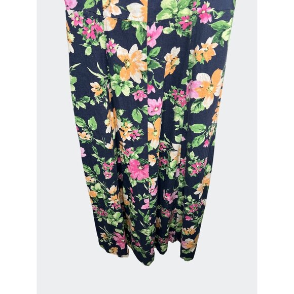 Old Navy Womens Navy Blue Floral Fit & Flare Linen Blend Midi Dress Size Medium - Picture 13 of 14